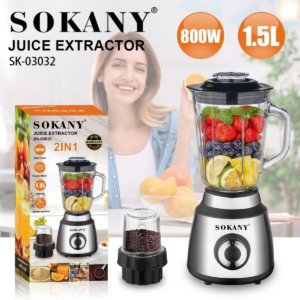 Licuadora Sokany 800 W con vaso de vidrio de 1,5 L y molino